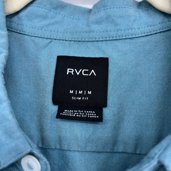 RVCA Men's Casual Button Down Shirt - Blue - Picture 4 of 7